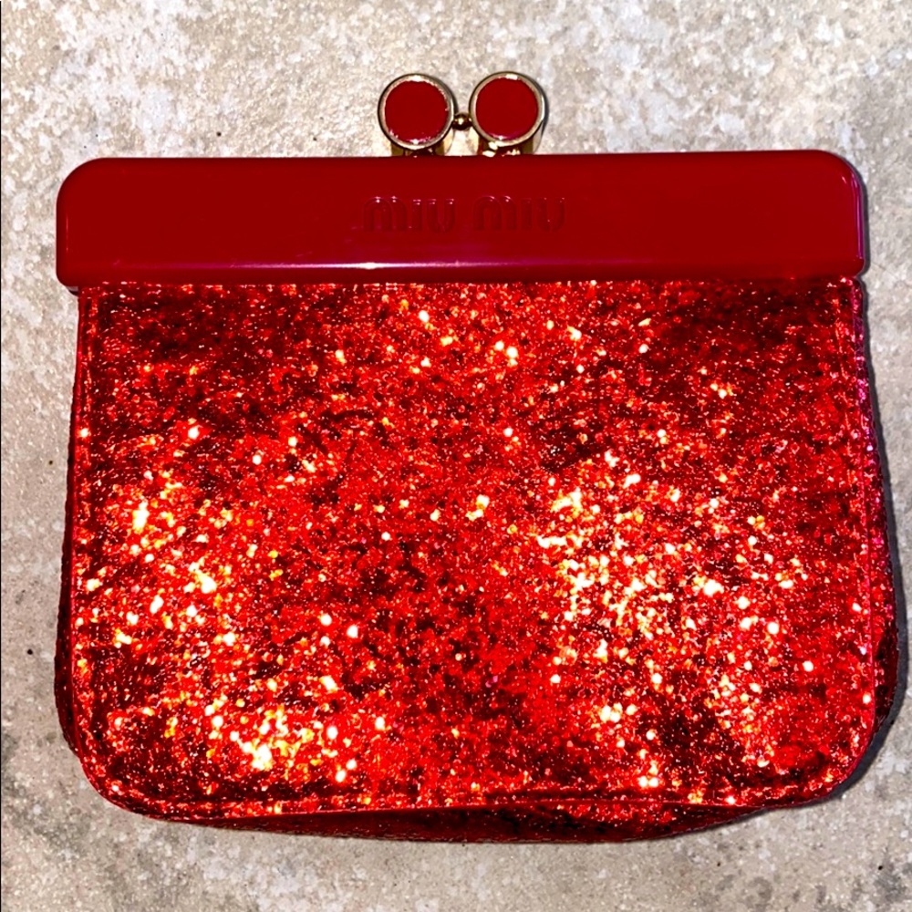 Miu Miu Cosmetics Clutch in Red Sparkles